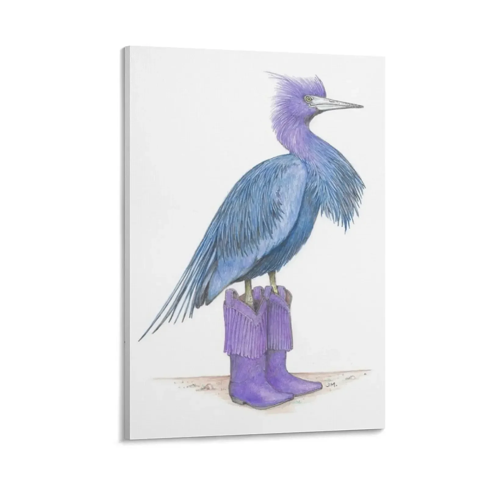 

Little blue heron in cowgirl boots Canvas Painting room decoration accessories nordic home decor pictures for wall