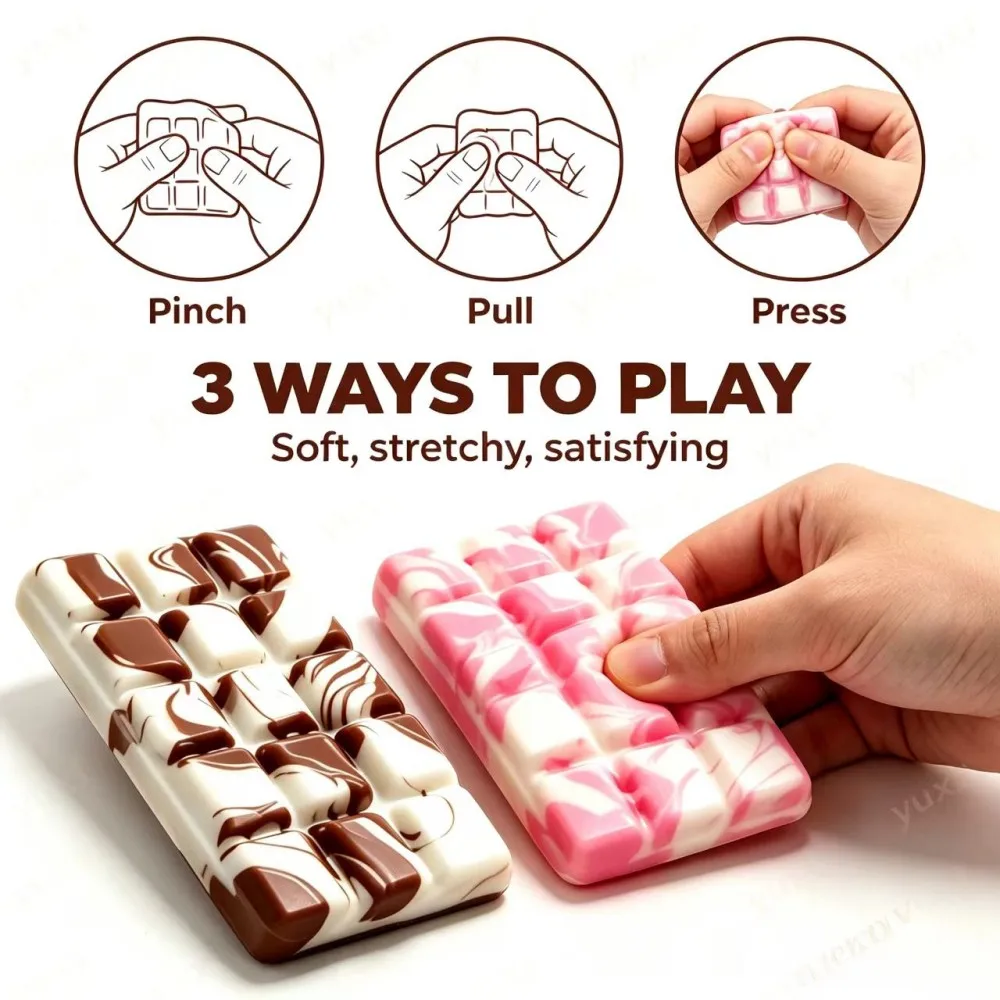 @Christmas Marble Chocolate Squishy Fidget Toy, Portable Handheld Stress Reliever, Fun Sensory Toy for Xmas Gift Exchange