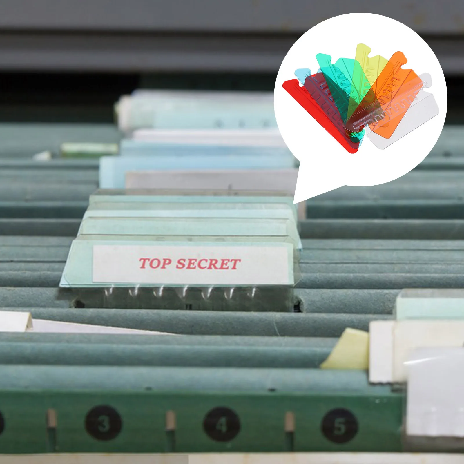 مجموعة واحدة من ملصقات PVC الملونة سهلة المشبك، علامات تبويب مجلد الملفات الشفافة، ملف تصنيف اللوازم المكتبية