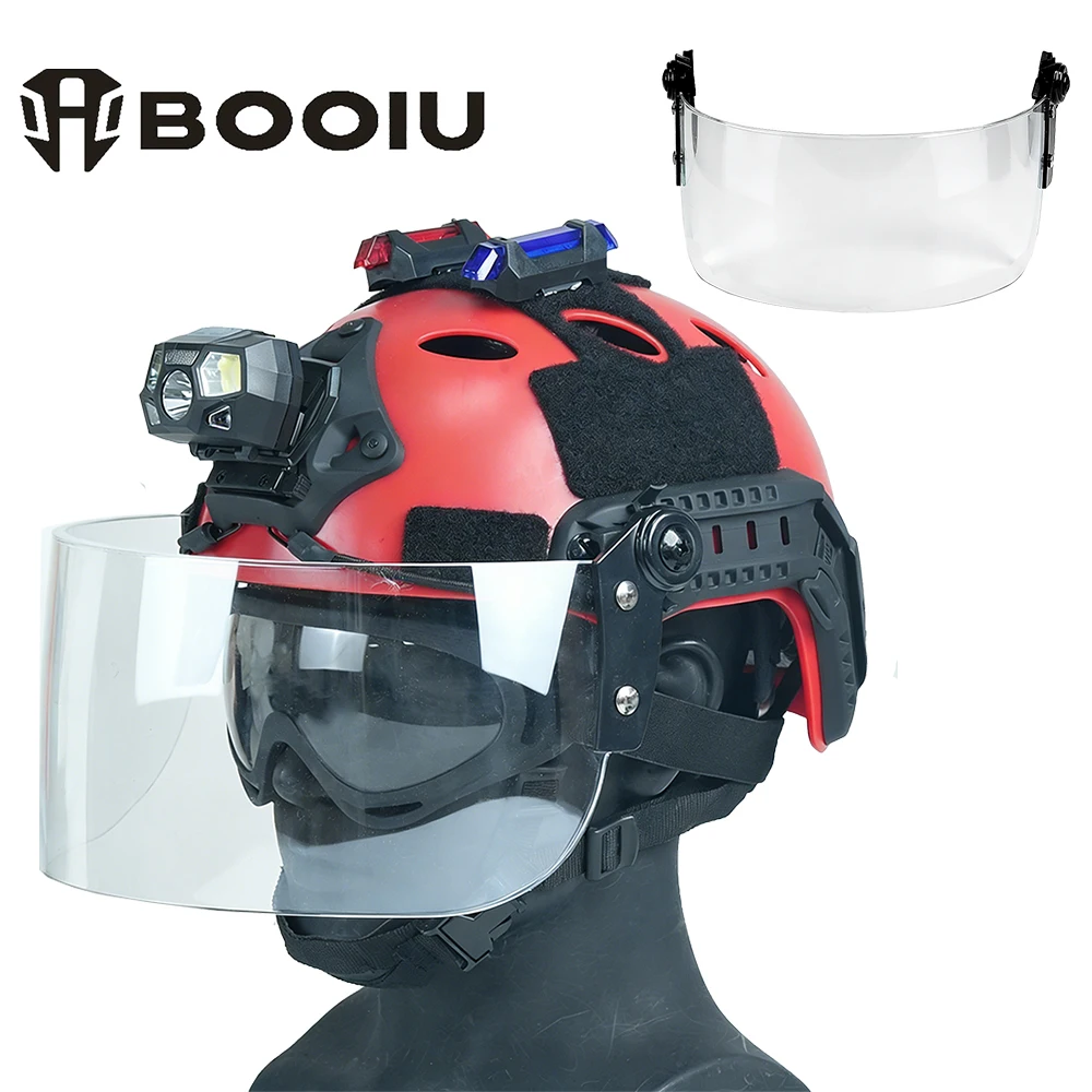 

BOOIU FAST Helmet Protective Face Mask PC Material Lightweight Adjustable Anti-Riot Face CS Tactical Outdoor Shooting Equipment
