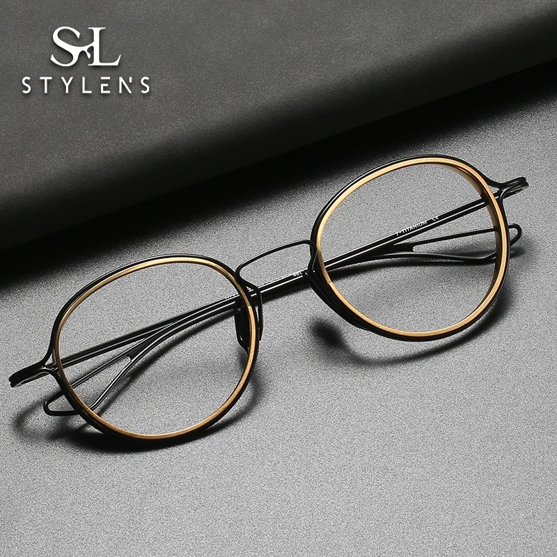 

STYLENS New Fashion Pure Titanium Anti Blue Ray Reading Glasses Ultralight Oversize Myopia Eyewear Rectangle Full Rim DATA100