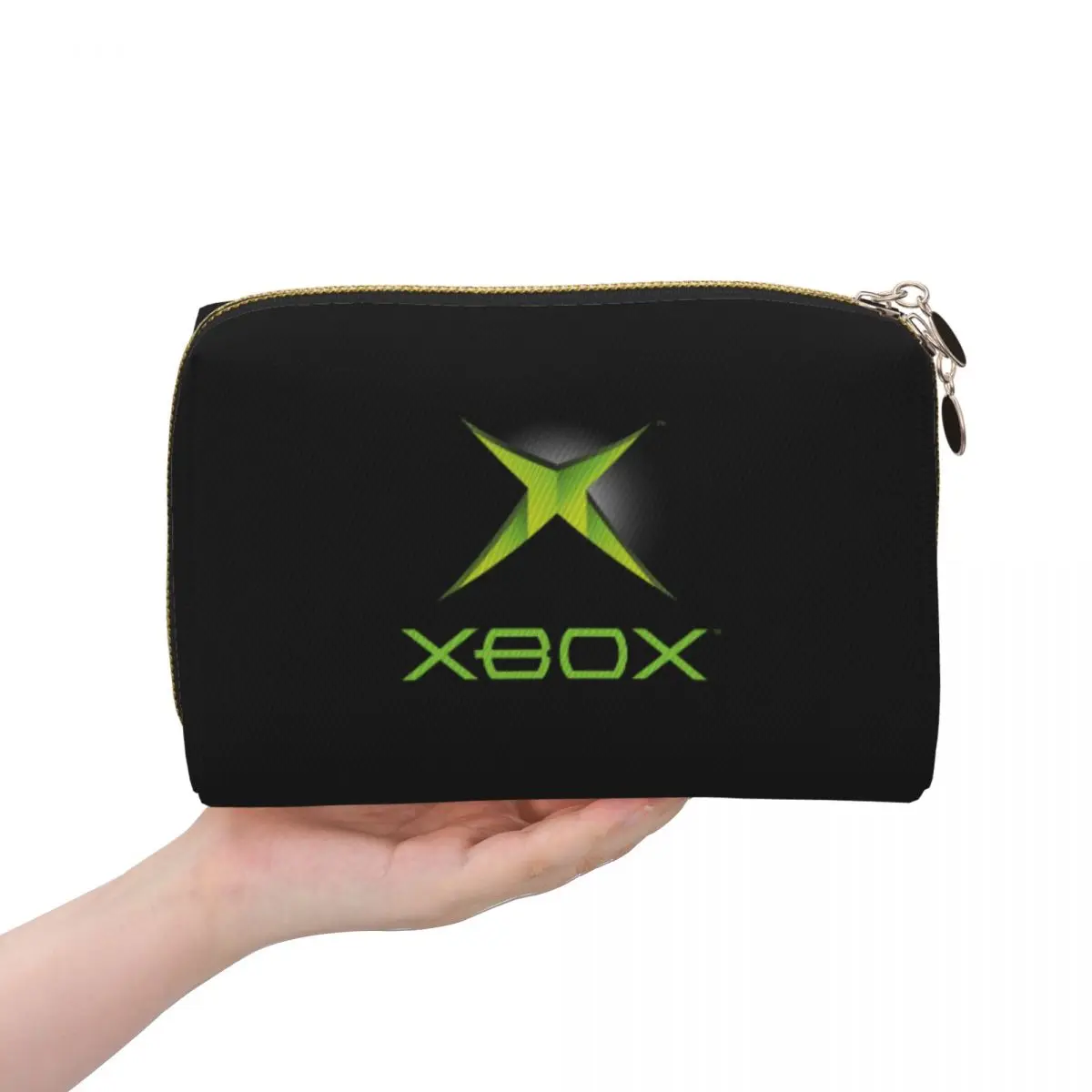 Green Xbox Logo Women Cosmetic Bag Travel Makeup Organizer Pouch Toiletry Storage Dopp Kit Case