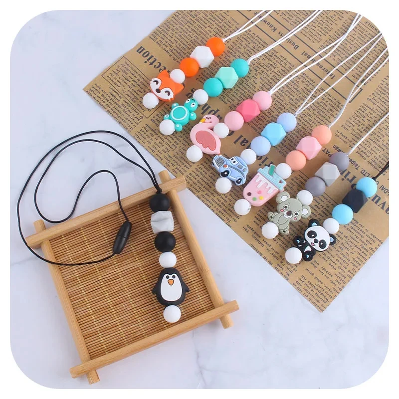 ABCPICK Silicone DIY Craft Set Pacifier Clips Crib Toy Natural Beads Necklace Pendant Jewelry Making Handmade Accessories