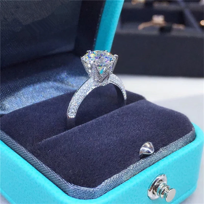 

1CT 3CT 5CT High Quality Cut D Color High Clarity Moissanite Diamond Birthday Party Ring For Women Luxury 18K Gold Jewelry Gift