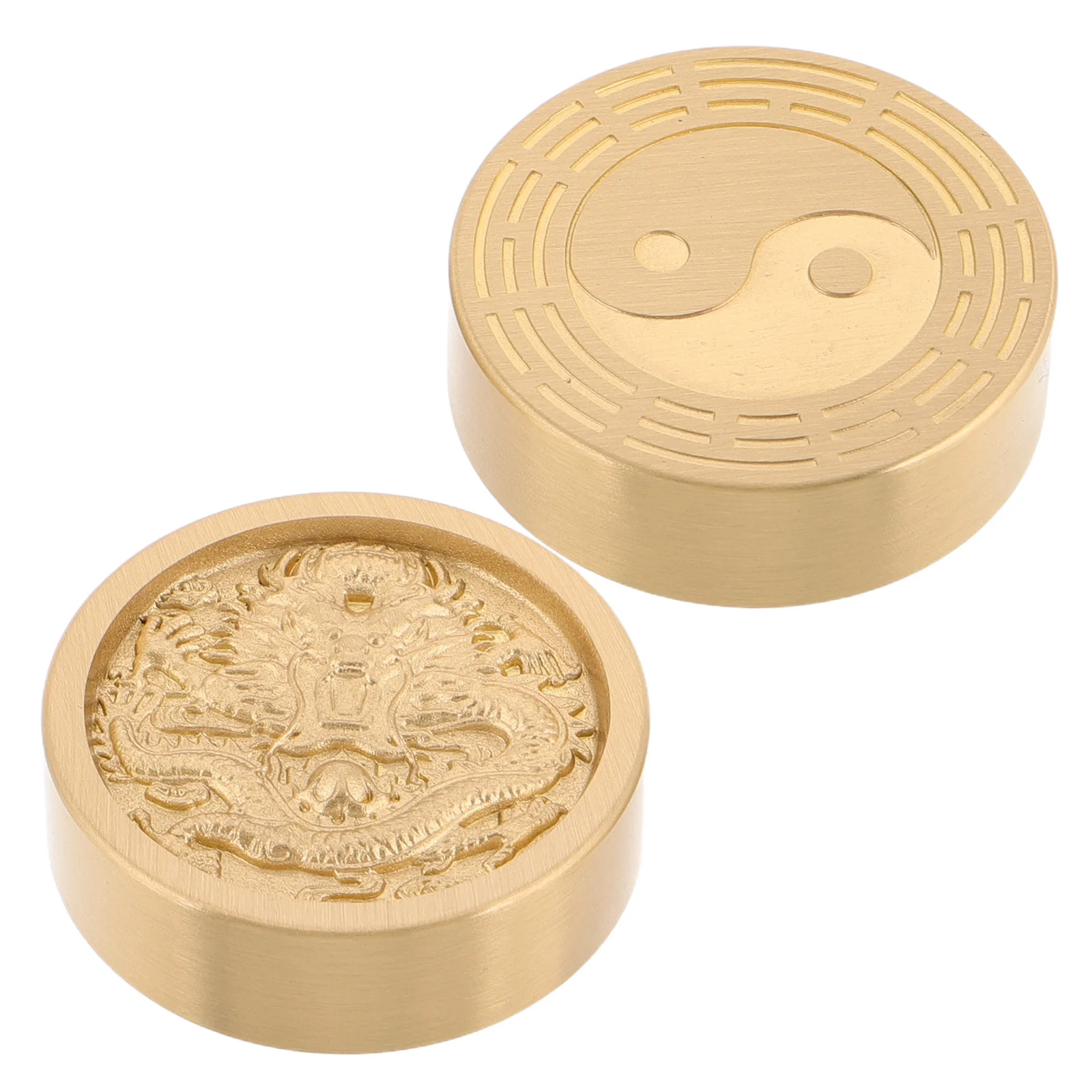 

2Pcs Brass Paperweight Solid Heavy Metal Round Weight Traditional Chinese Calligraphy Drawing Paper Weight for Desk Office