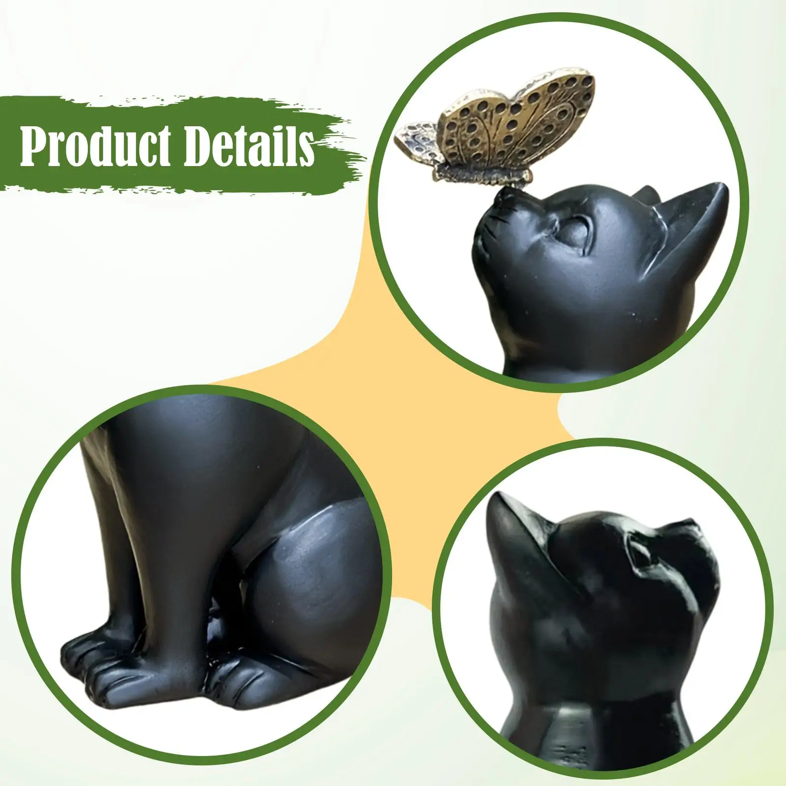 تمثال قطة مع فراشة، هدايا تذكارية للحيوانات الأليفة، حرف زخرفية فريدة من نوعها، تمثال حديقة القطط لمكتب سطح المكتب