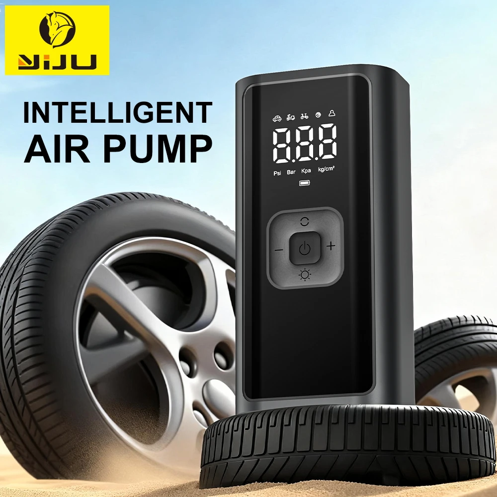 YIJU Portable Tire Air Compressor Inflator Rechargeable Electric Inflator For Car Bicycle Digital Football Ball Inflator Pump