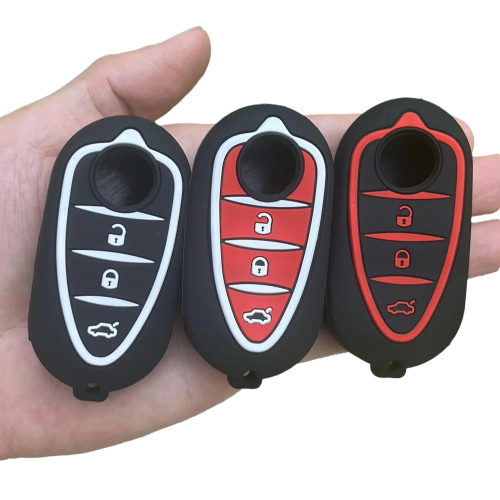 Silikon Araba Anahtarı Durum Alfa Romeo Mito Giulietta GTO 159 GTA 4C Mito 3 düğmeler çevirme uzaktan kauçuk kapak koruyucu kabuk tutucu