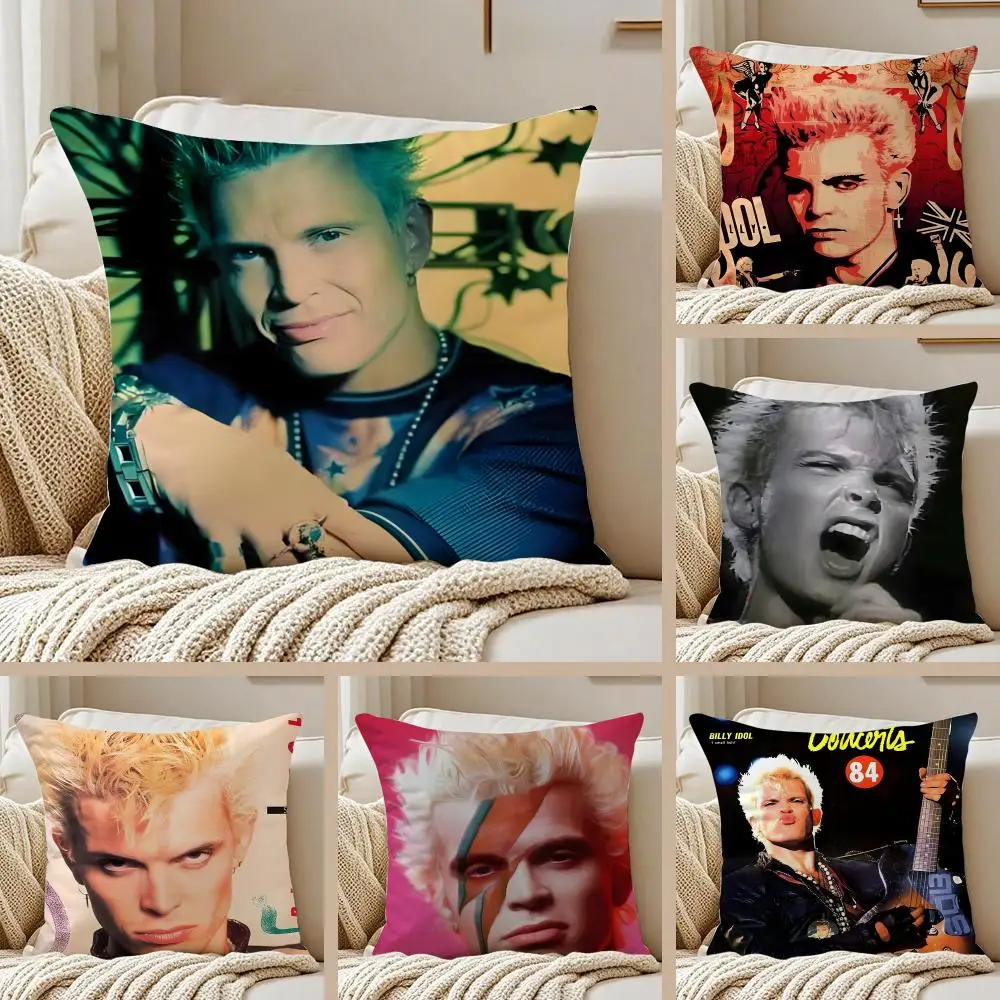 Rock Music Billy Idol Cushion Cover Pillowcase Anti-dustmite Invisible Zipper Short Plush Sofa Cushion