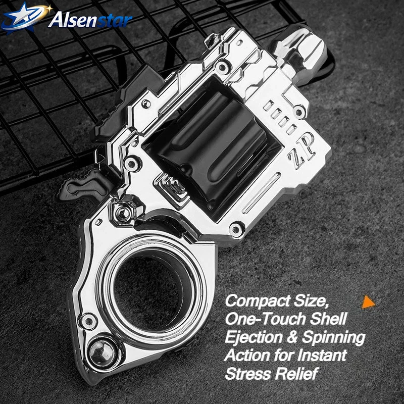 Revolver Toy Alloy EDC Fidget Toy Fun Shooting Stress Relief Mini Gun Model Metal Collection Ring Gun Fidget Spinner Boy Gift