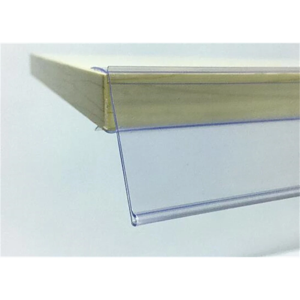 Wood Glass Top Clamp Shelf Label Holder Strip Price Tag Ticket Sign Shelf Cover Pop Advertising Banner Showing Display Strip image 2