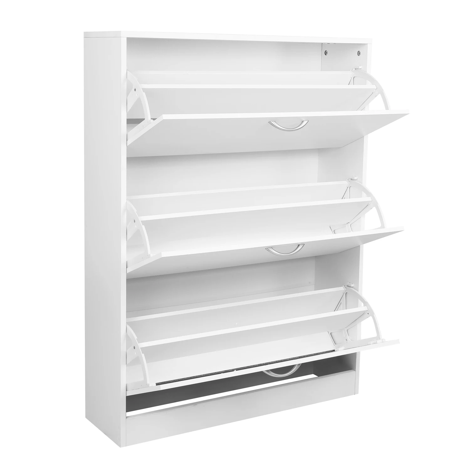 Getone Shoe Cabinet with 3 Doors, Shoe Storage Cupboard, White Shoe Rack Space Saving for Hallway 110x80x23.5cm