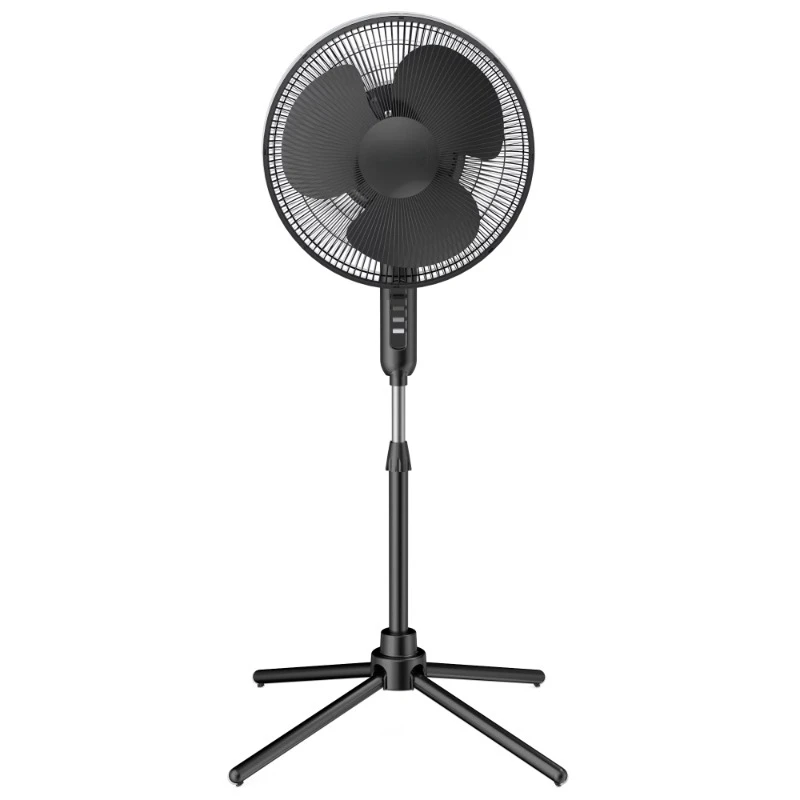 Ventilador de Pedestal oscilante de 3 velocidades, 16 ", Base plegable, altura e inclinación ajustables, 41"- 47 ", negro