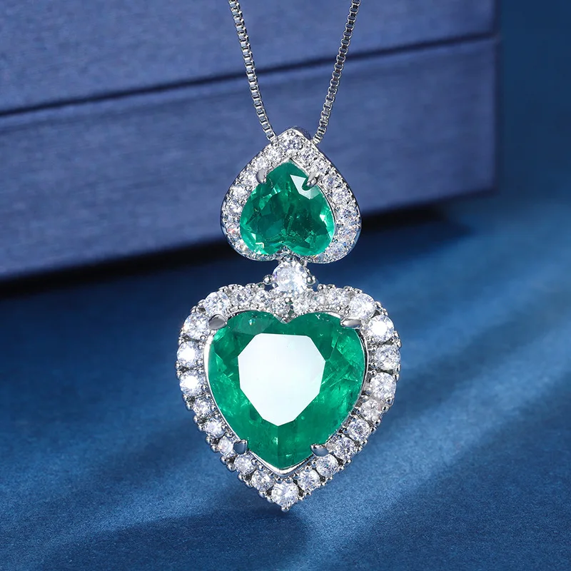 Gold-Plated Jewelry European and American Necklace for Women, Gemstone Heart-Shaped Diamond Pendant, Main 15*15 9*9