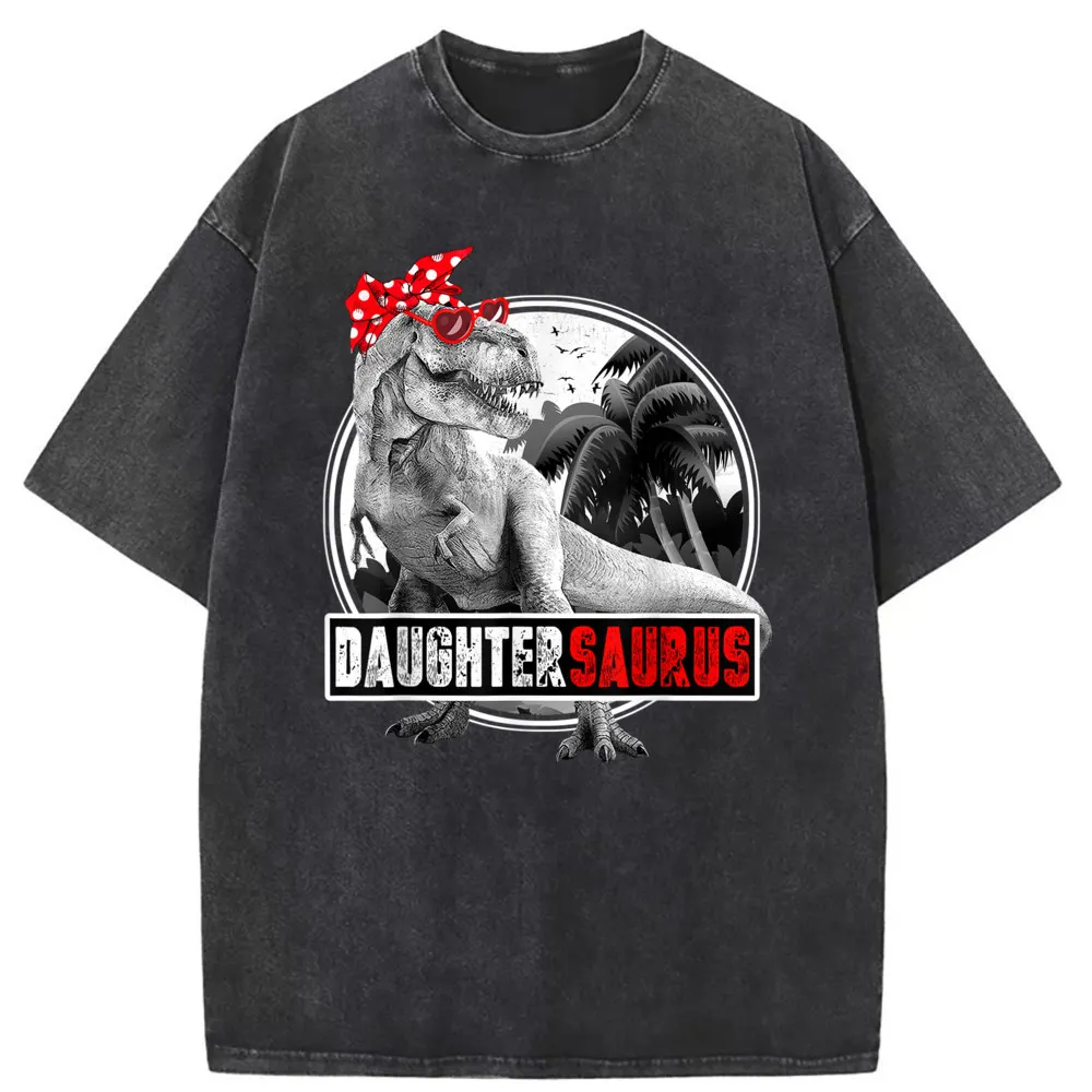 Daughtersaurus T-Rex T-shirts Daughter Saurus Dinosaur Men Retro Tee Tops 2023 Discount Women Sweatshirts Customized Tshirts