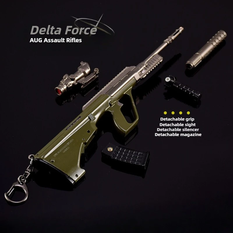 Delta Force Assault Rifles AUG Keychain Models Game Peripherals Assembled Toy Guns Outdoor Pendants Crafts Ornaments Boys Gifts