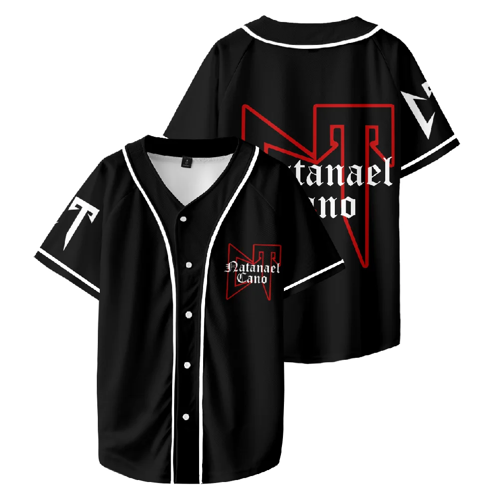 Natanael Cano Corridos Tumbados Merch Baseball Jersey Shirt Fashion V-Neck Short Sleeve New Print CT Logo Black Tee Women Men