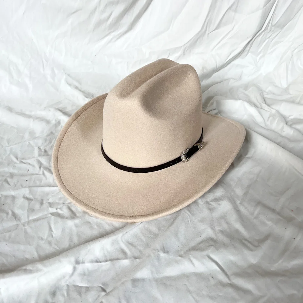 Vintage Western Cowboyhoed Voor Heren Gentleman Lady Jazz Cowgirl Met Leer Brede Rand Cloche Kerk Sombrero Hombre Caps