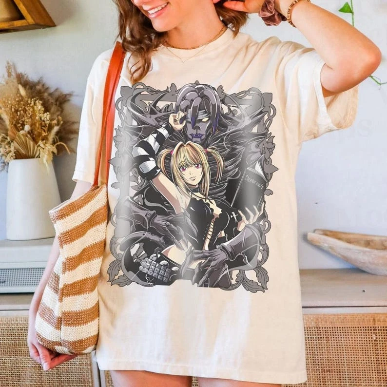 Sommer-Sonderangebot Japanisches Anime Death Note Shirt Unisex Vintage Top Hip-Hop Streetwear Übergroßes T-Shirt Locker Bequem und Vielseitig – Detail 4