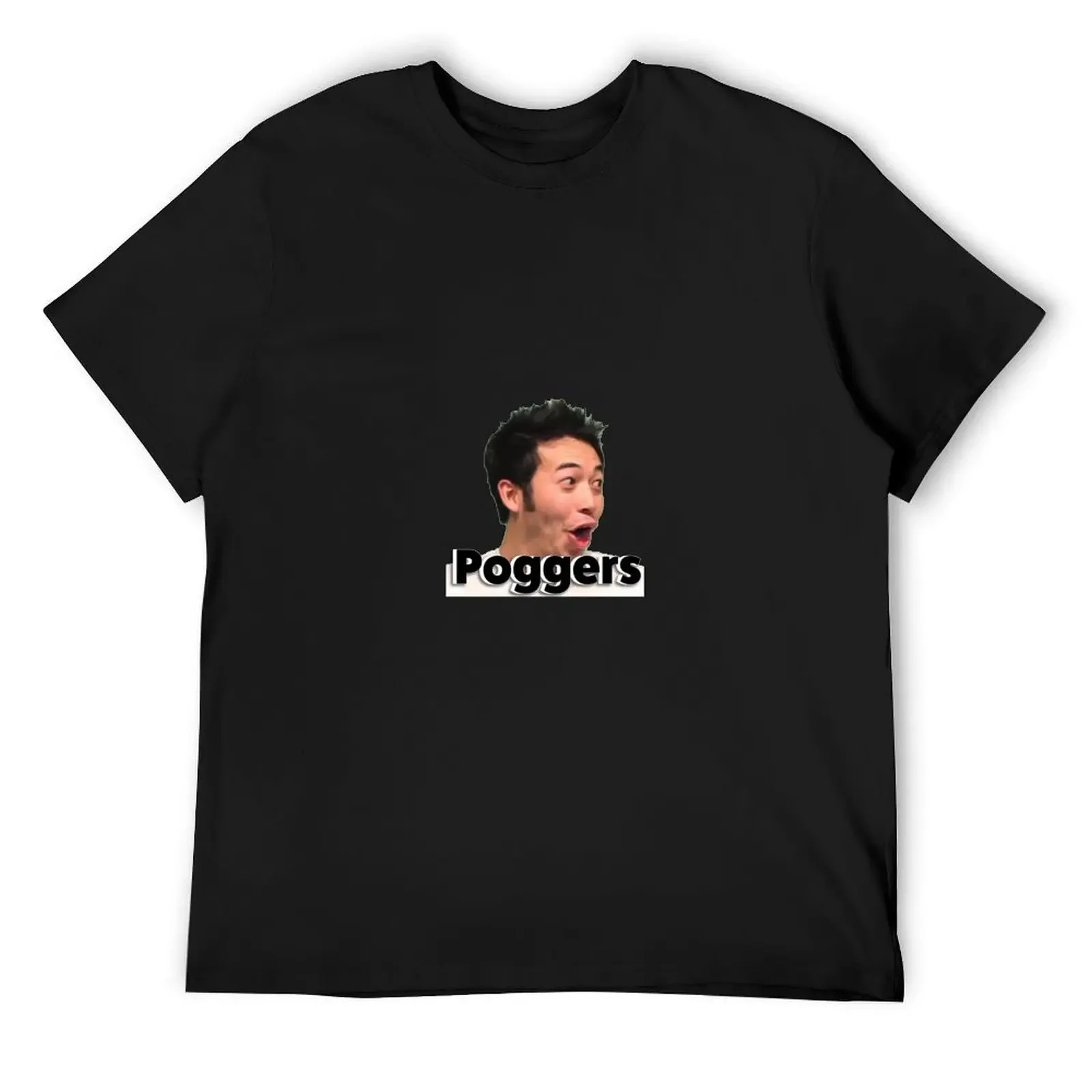 Poggers Pog Pogchamp Sticker T-Shirt tops blue archive plus size clothes mens graphic t-shirts