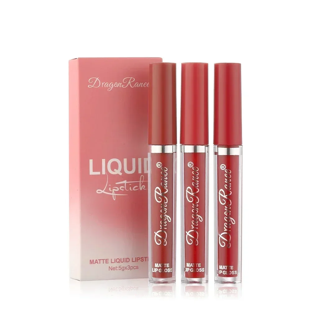 3pcs/box Non-Stick Cup Lip Glaze Smudge Proof Not Fade Liquid Lipsticks Single Velvet Matte Mist Lips Gloss Waterproof Wholesale