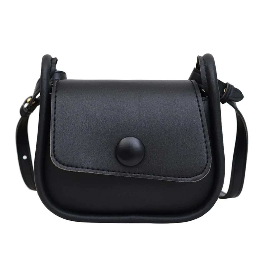 

Korean Style Shoulder Bag PU Leather Handbag Small Square Saddle Bag Solid Color Large Capacity Crossbody Bag Office Worker