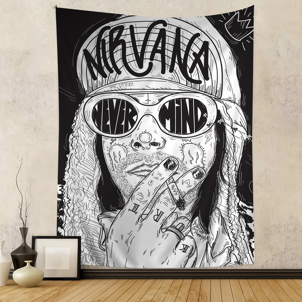 Singer Kurt Cobain Chart Tapestry for Living Room Home Dorm Decor Art Home Decor