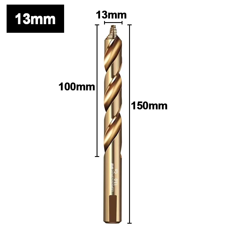 M35 Stufen-Spiralbohrer, Kobaltgehalt-Bohrer mit geradem Schaft (3–13 mm), zum Bohren von Eisen, Edelstahl und Stahl