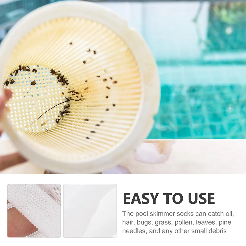 10Pcs Nylon Pool Skimmer Socks Elastic Filter Socks for Swimming Pool Spa Hot Tub Marble Bathroom Debris Catcher Filter Saver