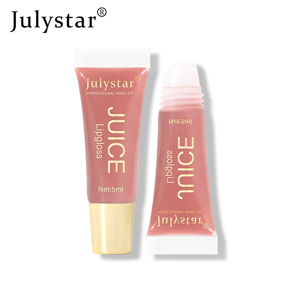 Julystar Fruit Flavored Lip Gloss para mulheres, maquiagem labial, hidratante, duradouro, óleo hidratante, transparente, batom