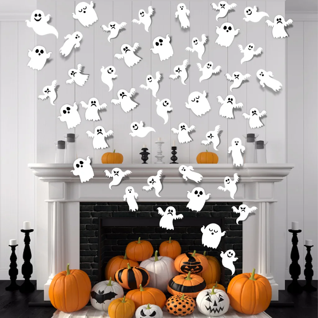 

Halloween wall Stickers Haunted House Ghost Bat Halloween Static Sticker Glass Door Skeleton Horror Ghost Party DIY Decoration