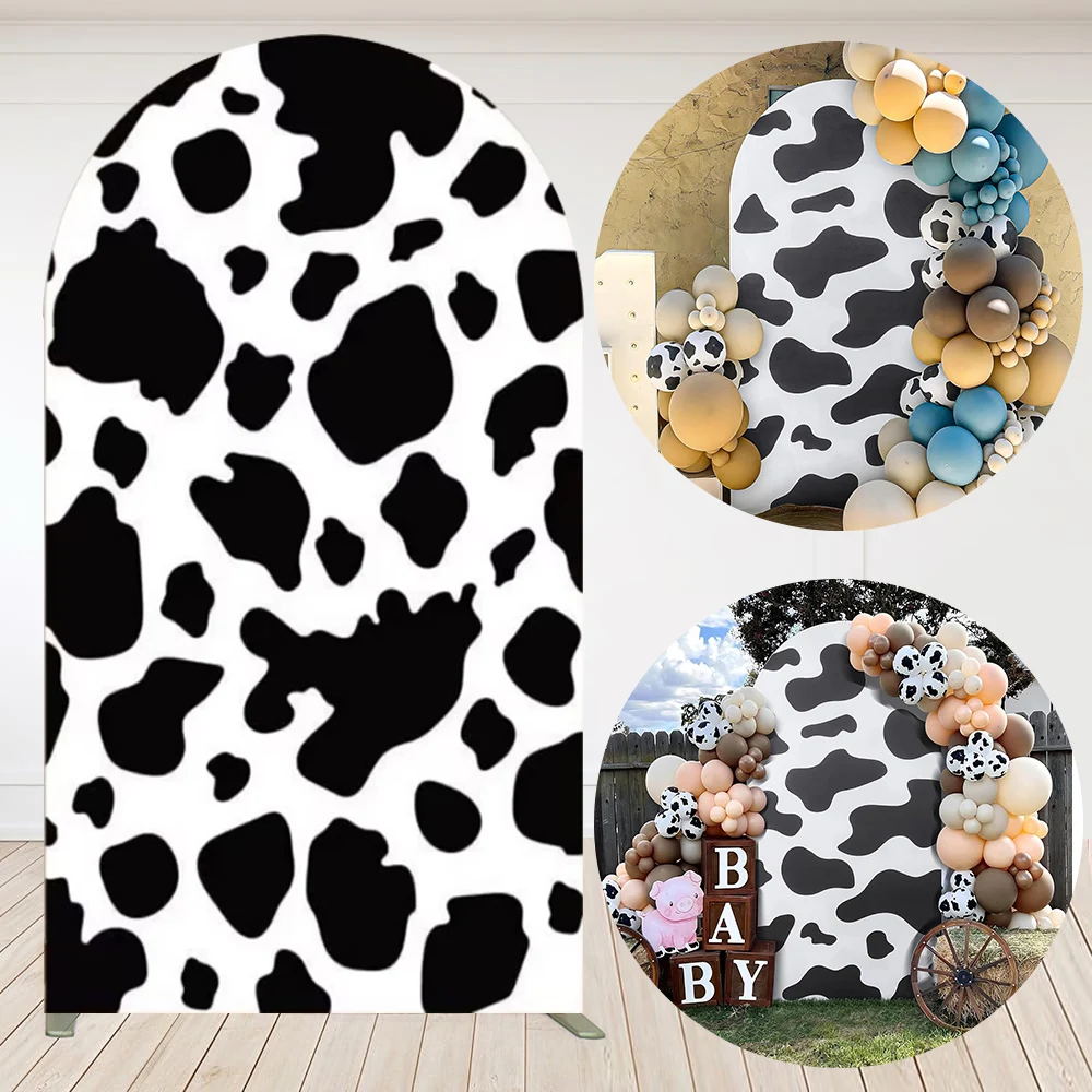 Cow Print Arch Covers Backdrop Farm Cow Pattern Fabric Cover Nature Baby Shower Birthday Farm Party Decoration Photo Props