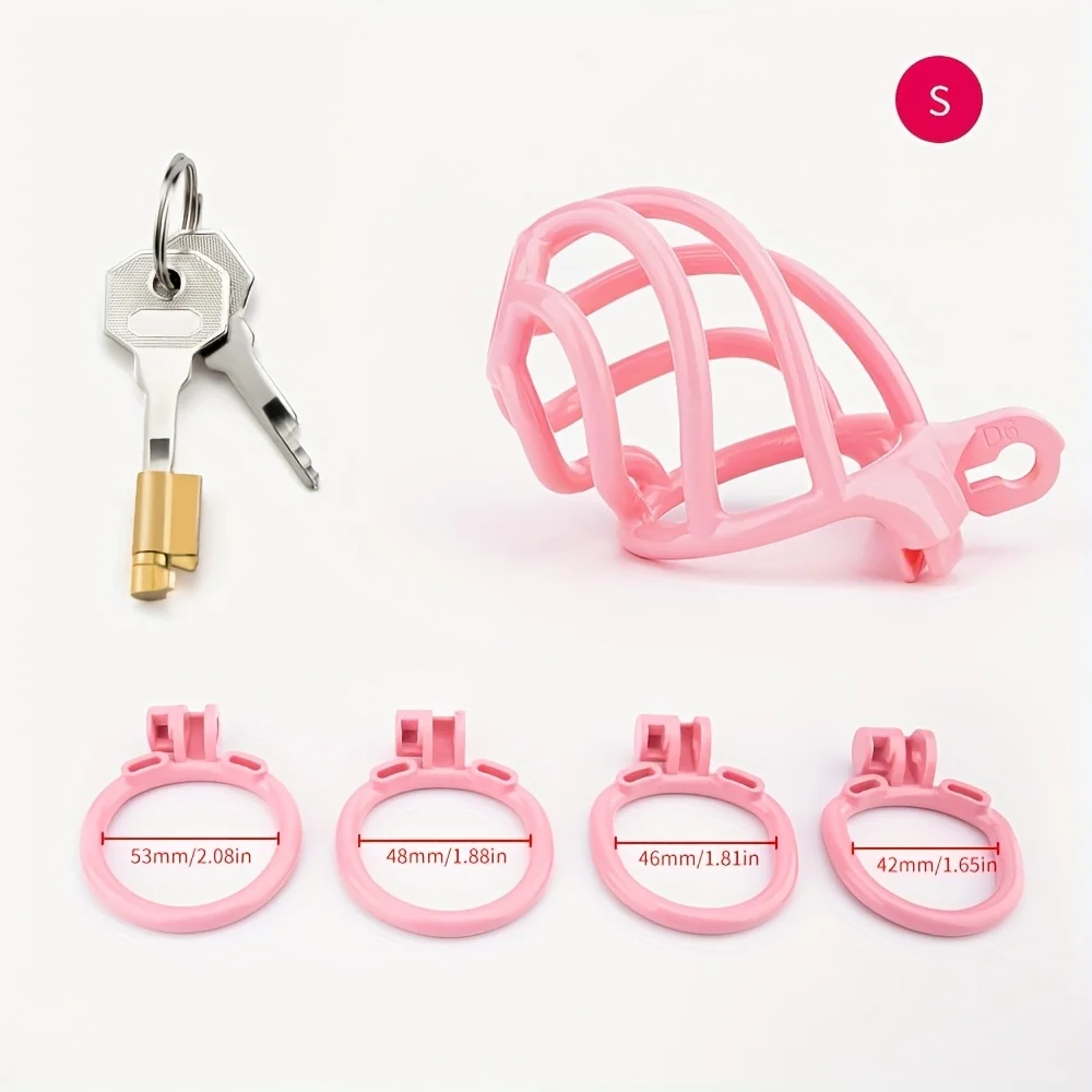 Chastity Cages with 5 Penis Ring Male Chastity Lock BDSM Discipline Breathable Cock Cage Sex Toy for Men Couple Cuckold Cosplay