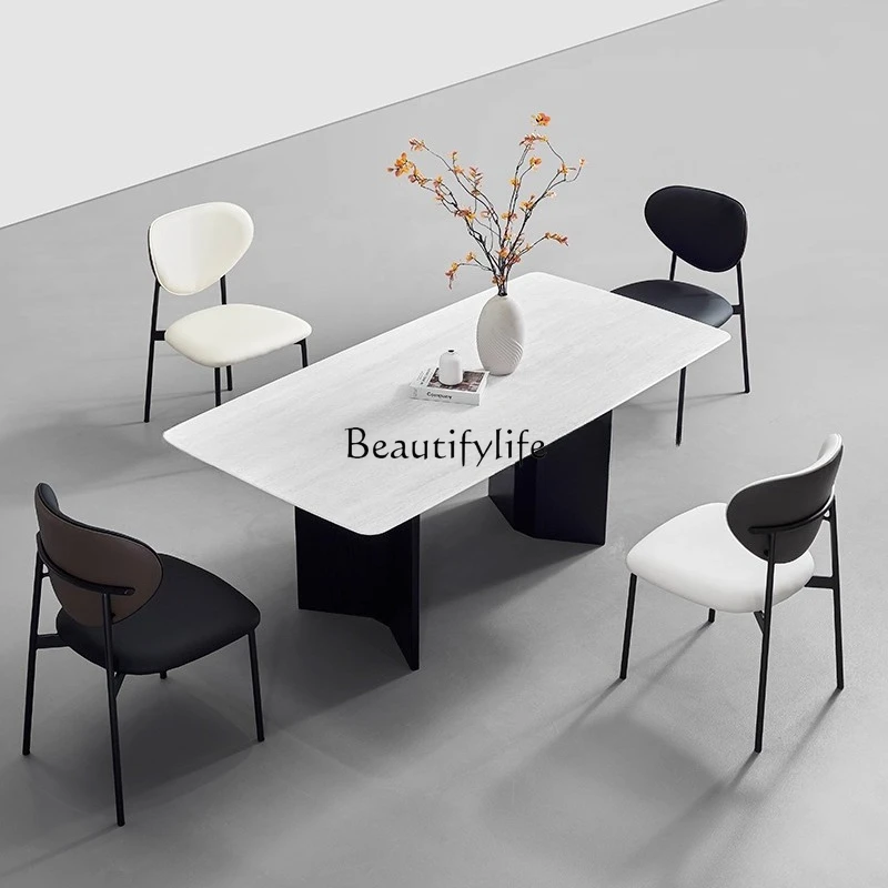 

Wabi Sand Wind Simple Modern Rectangle Italian Marble Dining Table Premium Home Dining Table