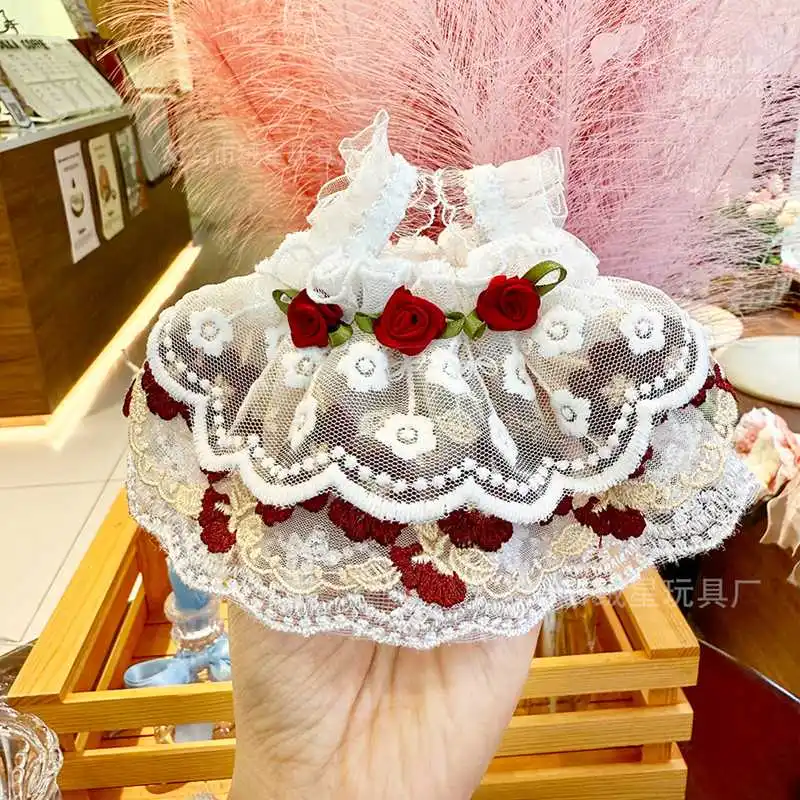 15/17 سنتيمتر جديد معلقة الأذن أرنب الدانتيل ارتفع تنورة معطف Plushdoll حزام الكتف تنورة القطن دمية تنورة الأميرة ملحق طفل هدية #6