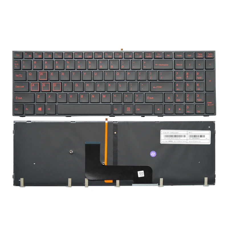 

US laptop keyboard for Hasee Z7 Z7-i78172D2 Z7 SL7S3 Z7 178172S2 Z7 178172R2 SP752 Red letter print with backlit keyboard