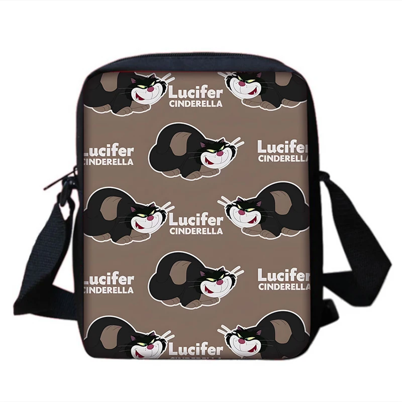 Cute Lucifer Cat Impresso Shoulder Messenger Bag, Bolsa Casual Infantil, Homens e Mulheres, Bolsa de Telefone, Bolsa de Compras, Meninos e Meninas