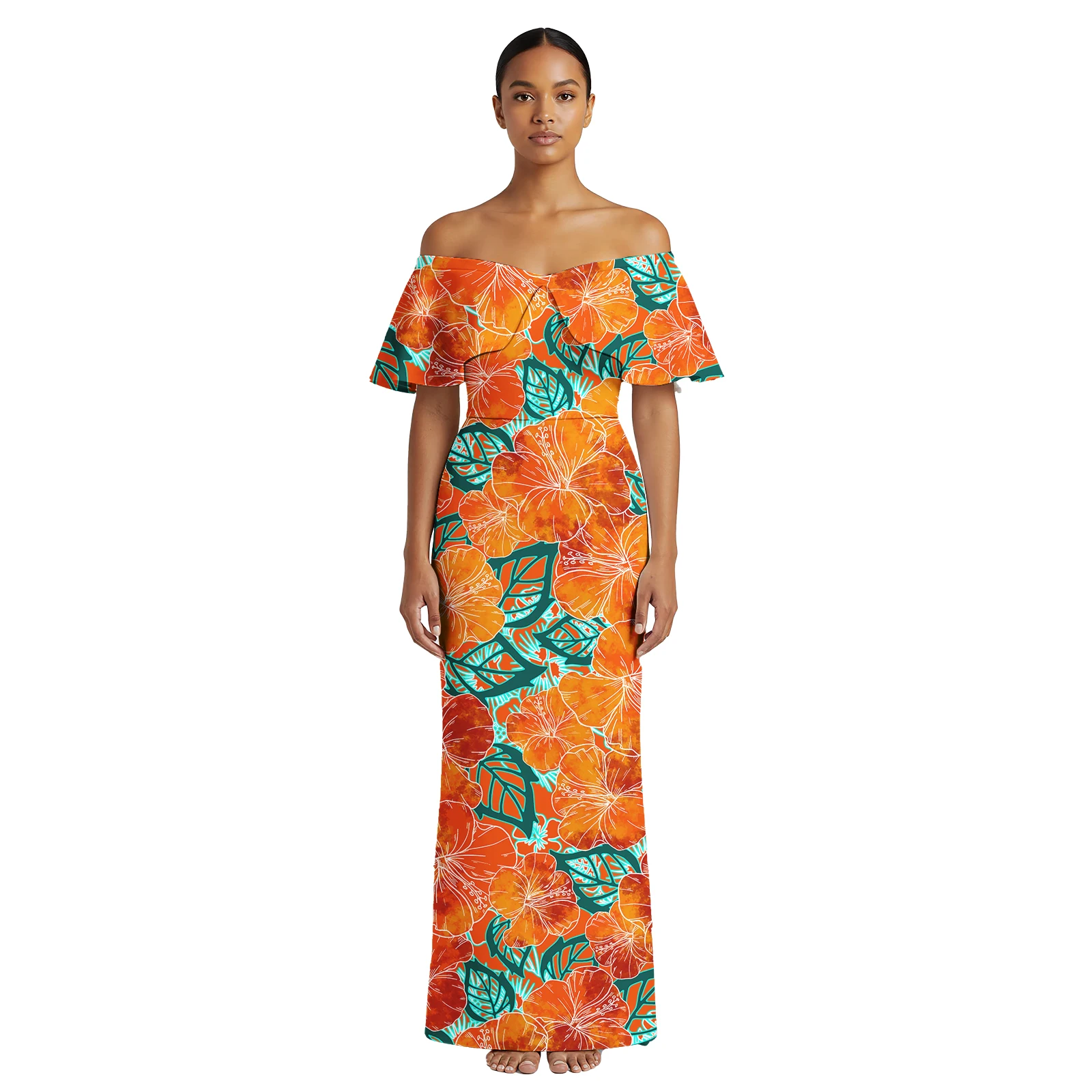 

Королевские синие женские длинные юбки с рюшами и логотипом, гавайская одежда от саумских дизайнеров, элегантные вечерние платья в полинезийском стиле для женщин