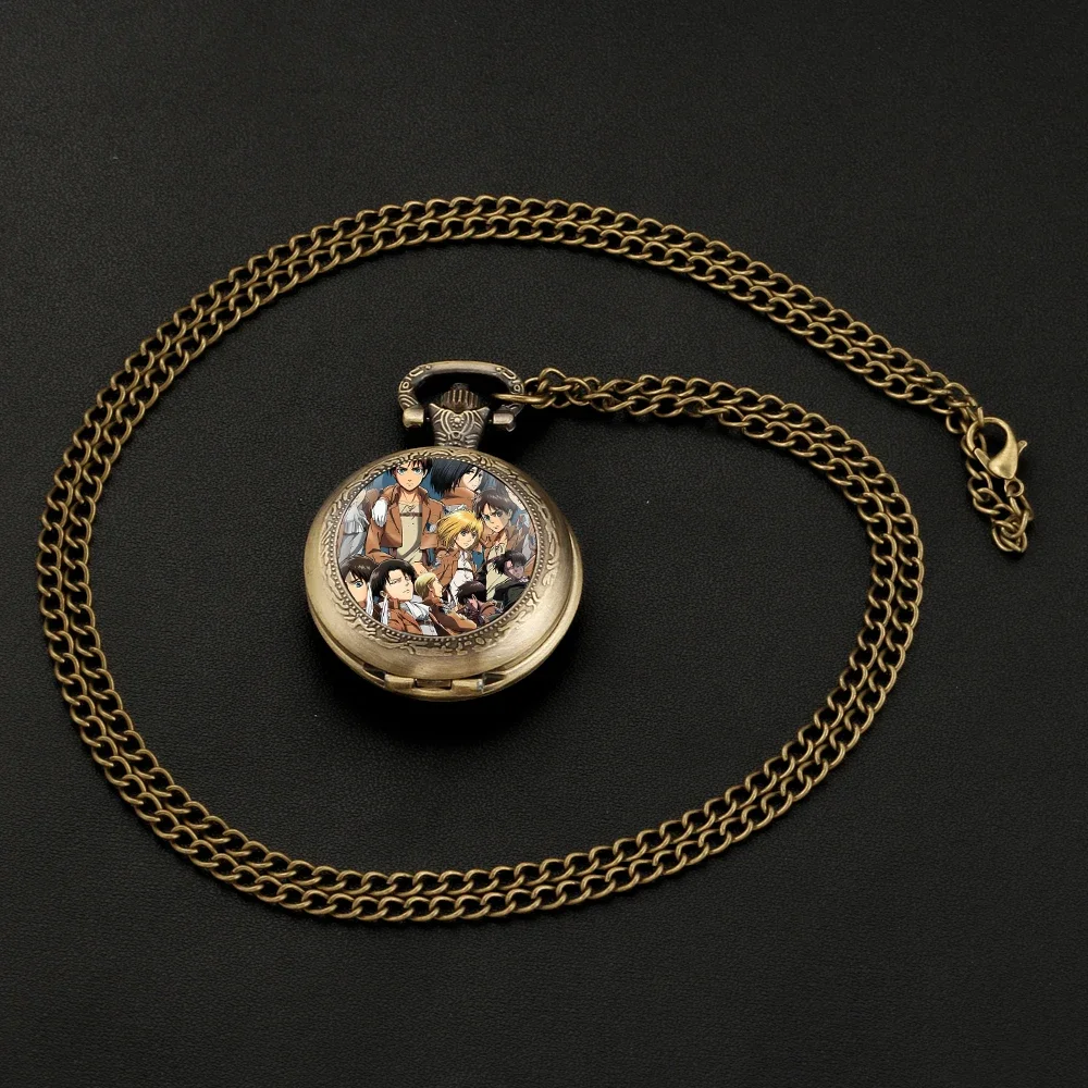 ساعة الجيب ذات الطابع العتيق: قلادة كوارتز على شكل قبة زجاجية مع سلسلة متينة، قرص عربي لمحبي الرسوم المتحركة