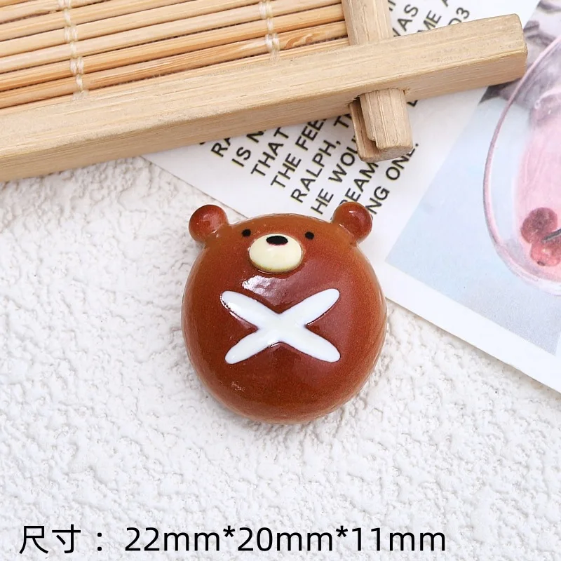 10Pcs Cute Bear Bread Egg Tart Cat Biscuit Resin Cabochon Flatback Scrapbooking For Phone Decoration DIY Dollhouse Accessories