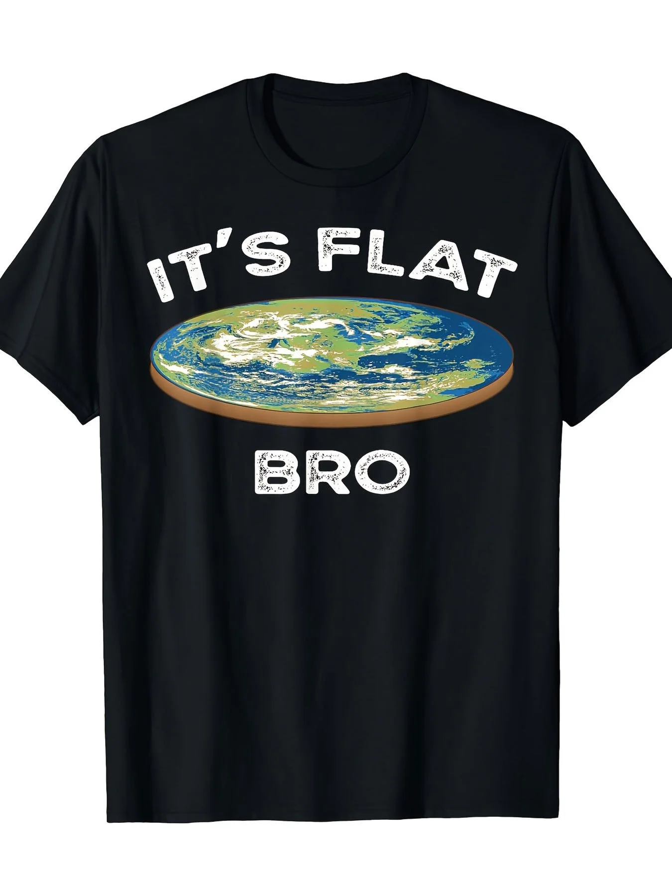 Allsea Apparel Men's Funny Flat Earth Conspiracy T-Shirt - It's Flat Bro Graphic Tee with Earth Design - Casual Everyday Shirt for Parties, Gifts  Conspiracy Theory Humor -  Round Neck Top, Humorous Gift Item, Bold Graphic Shirt, Comfortable Fabric, Conve