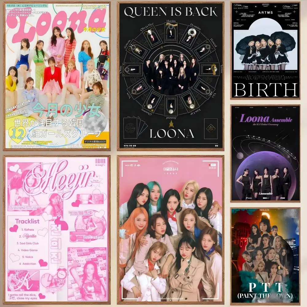 Latest Kpop L-Loona Poster Self-adhesive Art Waterproof Paper Sticker Coffee House Bar Room Wall Decor
