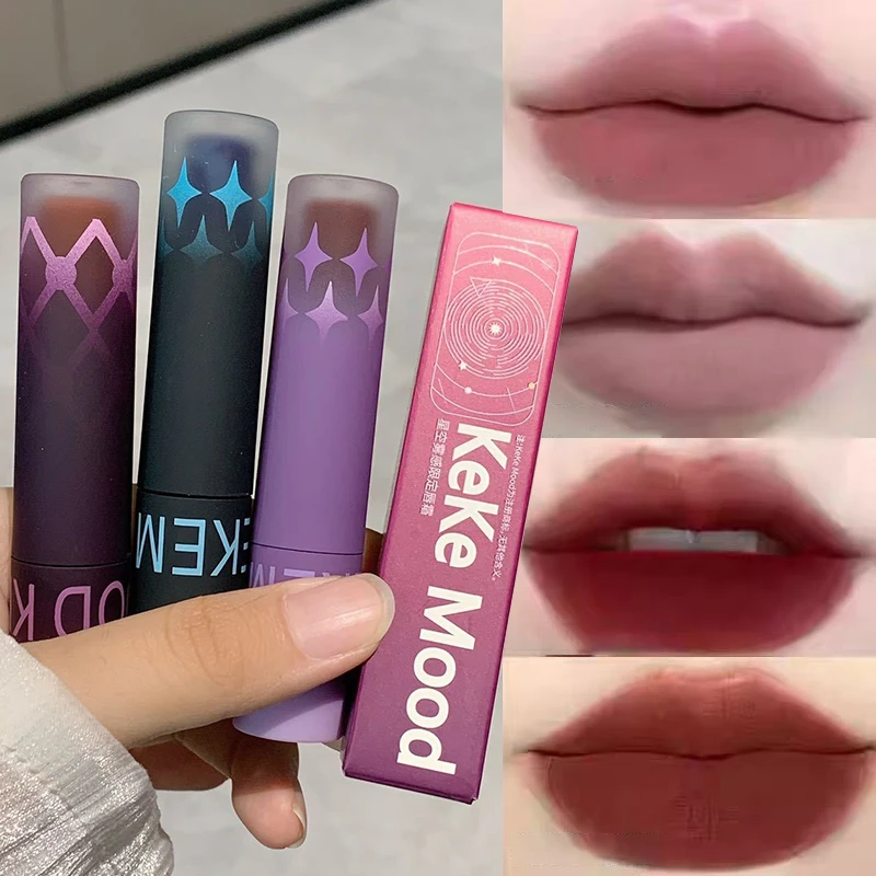 Gothic Matte Black Lipstick Waterproof Lasting Mousse Lip Mud Nude Brown Lipstick Blue Punk Lip Gloss Makeup Dark Red Lips Tint