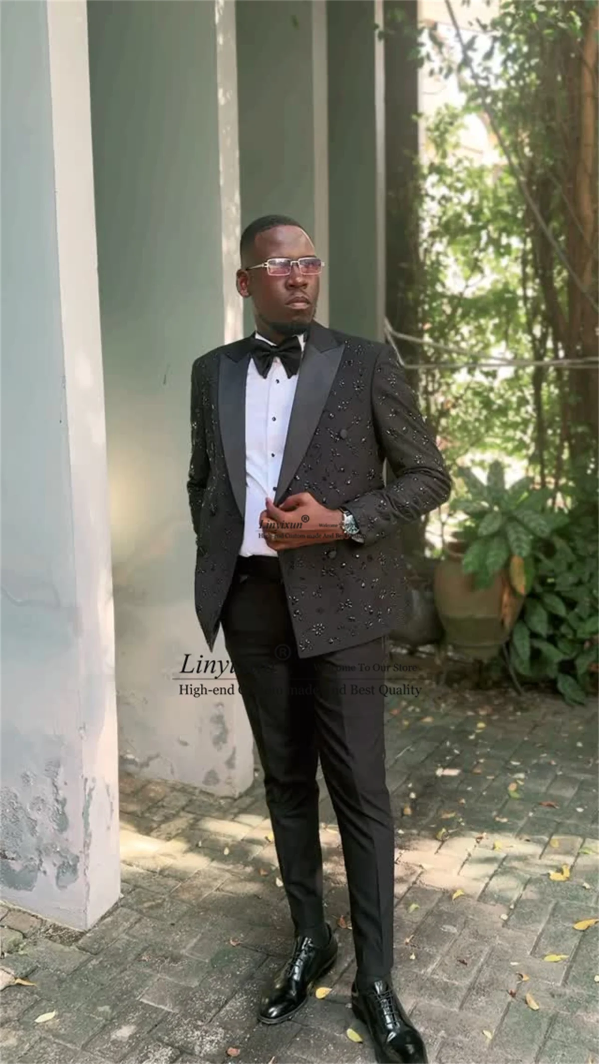 

Высококачественные мужские костюмы с кристаллами и бисером, комплекты из 2 предметов, двубортные свадебные смокинги для жениха, индивидуальные мужские тонкие пиджаки, костюм для мужчин