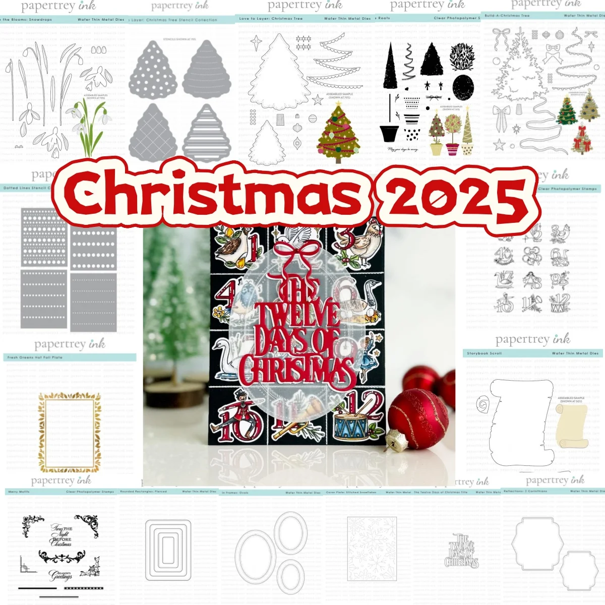 

New Christmas Tree Snowdrops Motifs Metal Cutting Dies Clear Stamps Stencil Hot Foil for DIY Making Card Scrapbook Decoration
