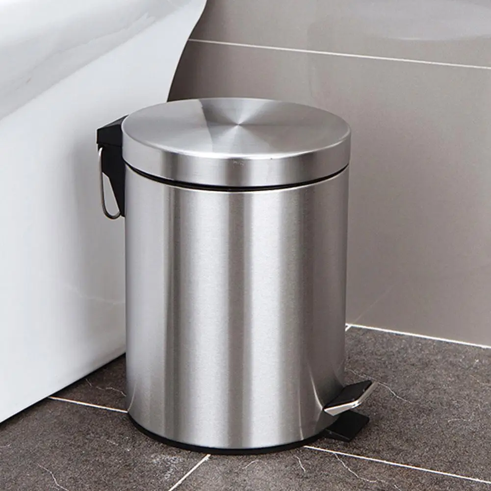 Stainless Steel Step Trash Can 3L/5L Home Dustbin Garbage Bin