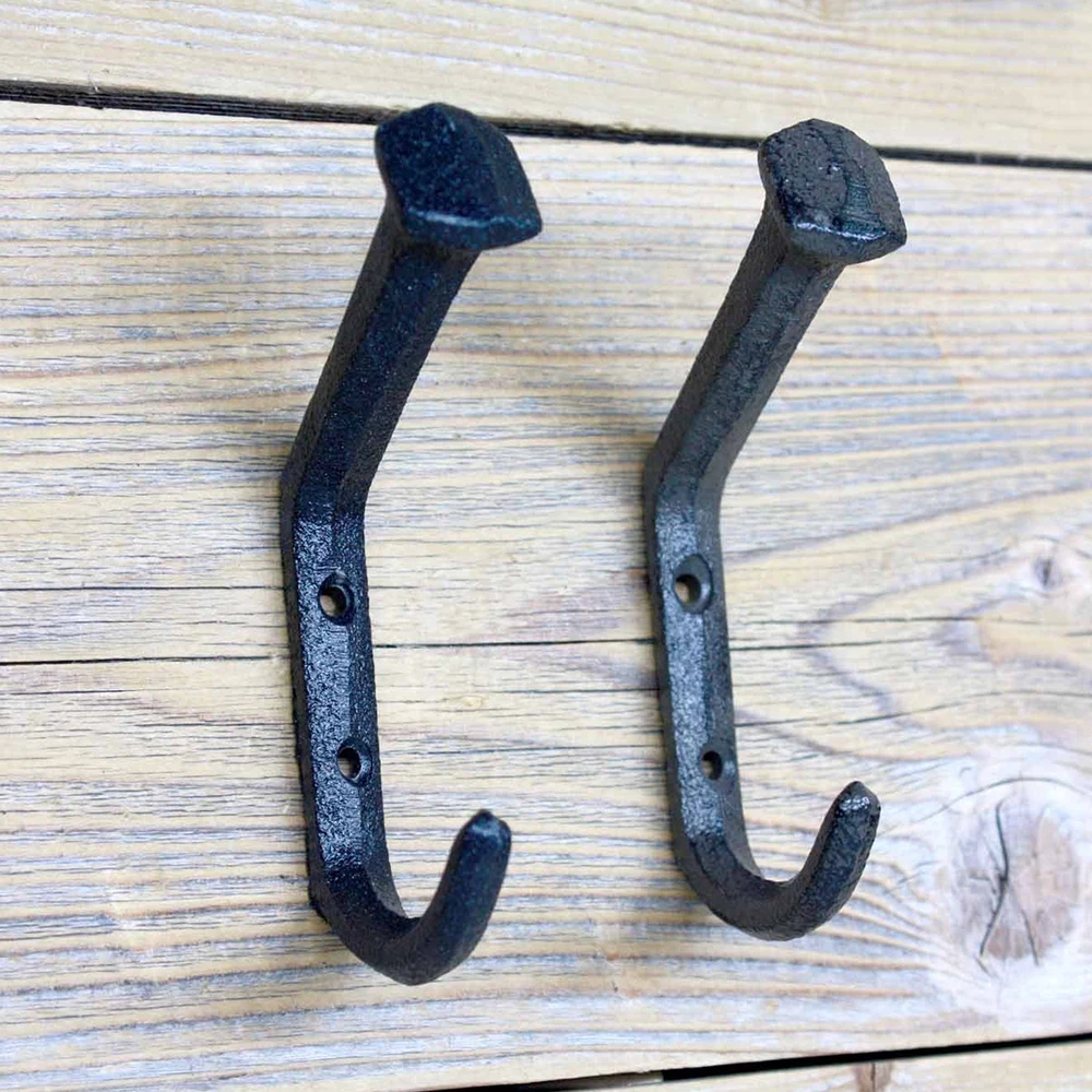 Cast Iron Railroad Spike Hooks Decorative Wood Wall Hooks Unique Coat Racks Mudroom Towel Racks Bathrobe Jacket Backpack Hooks