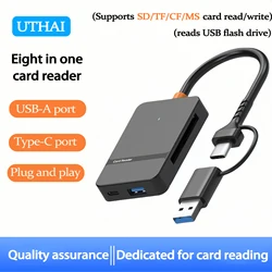 UTHAI TF12 Laptop Accessories USB 3.0/TYPE-C Four Card Same Read SD/TF/CF/MS Card Reader Multi functional High speed Card Reader