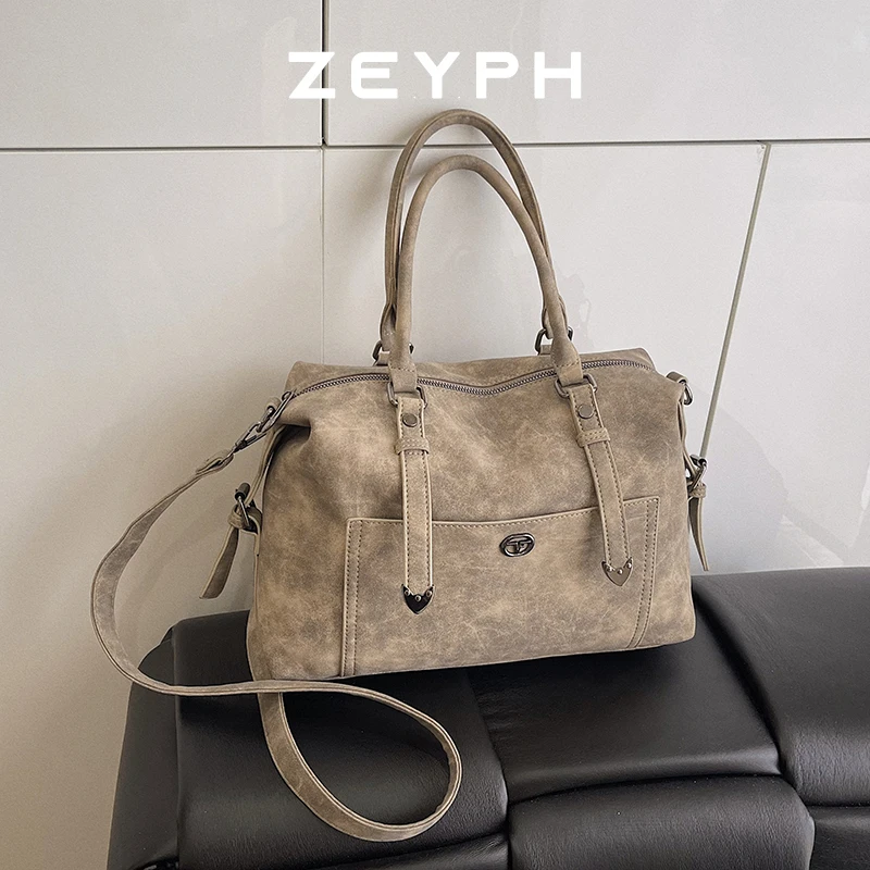 

Zeyph Suede Large Capacity Design Casual Sports Model Tend Female Simple Large High Capacity Shoulder Side Bag Handbags