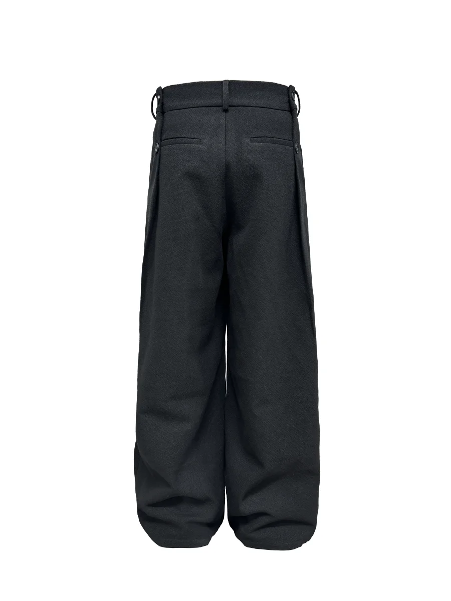 パンツ Jcaesar studio straight slacks JCAESAR Button Pants with 12 Resin Buttons Woolen Fabric Pleated